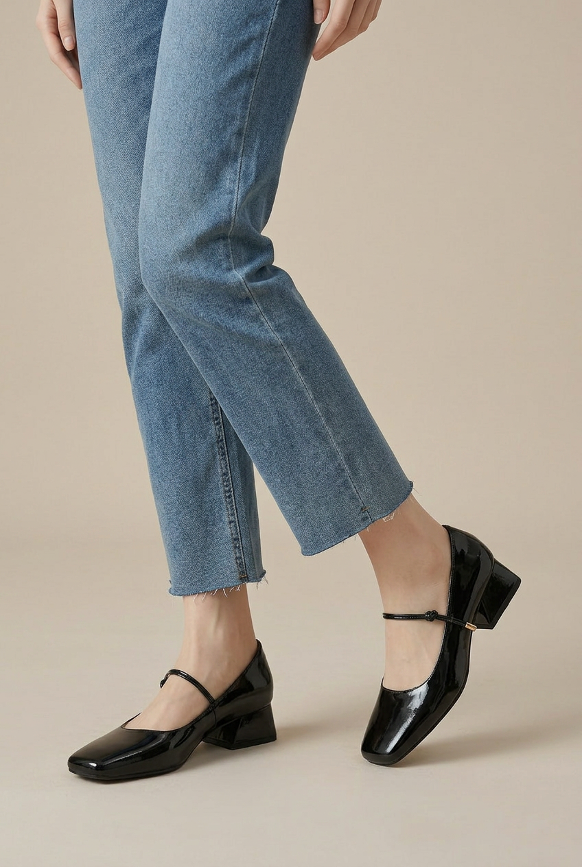 Maria | Square Toe Mary Jane Shoes Women Patent Leather Low Block Heel