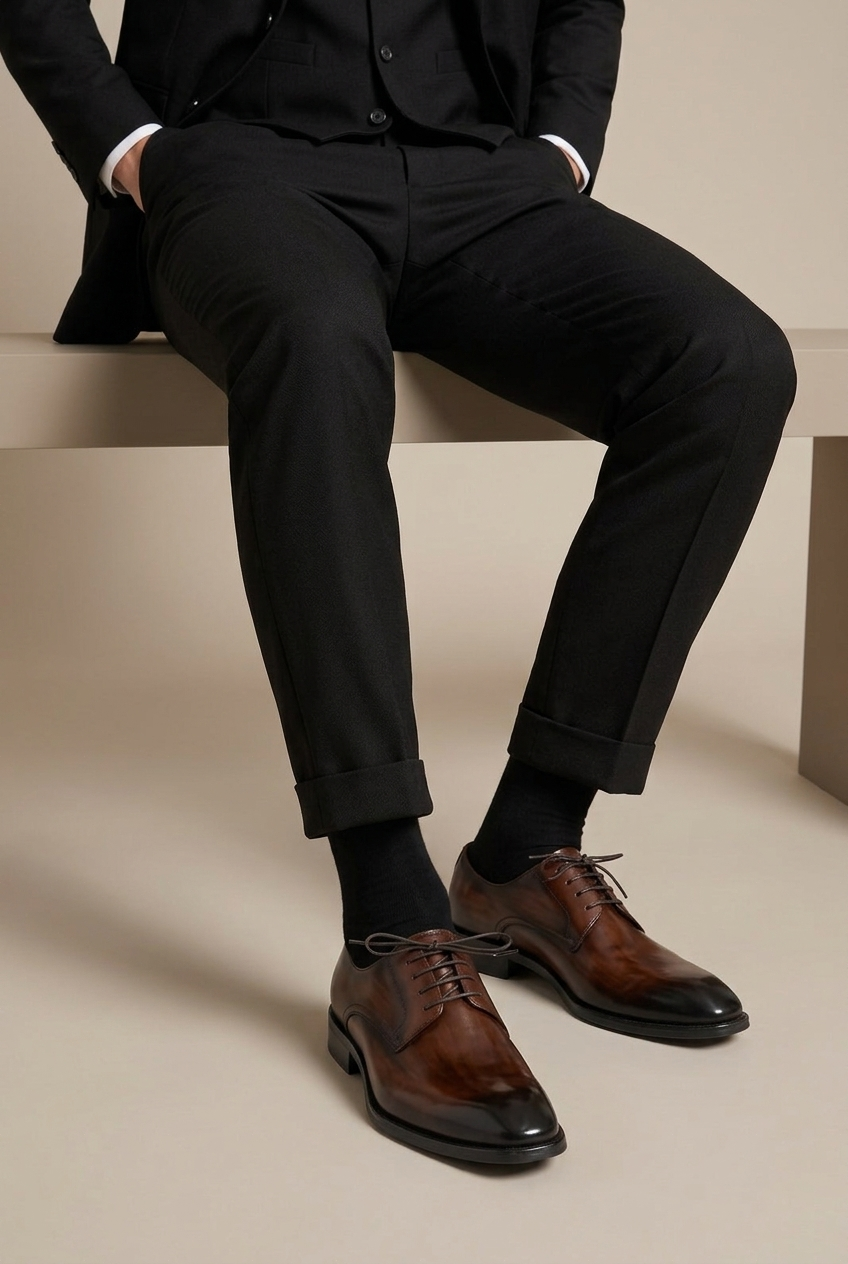 Tycho | Square Toe Leather Shoes Vintage Wood Grain Handcrafted Lightweight