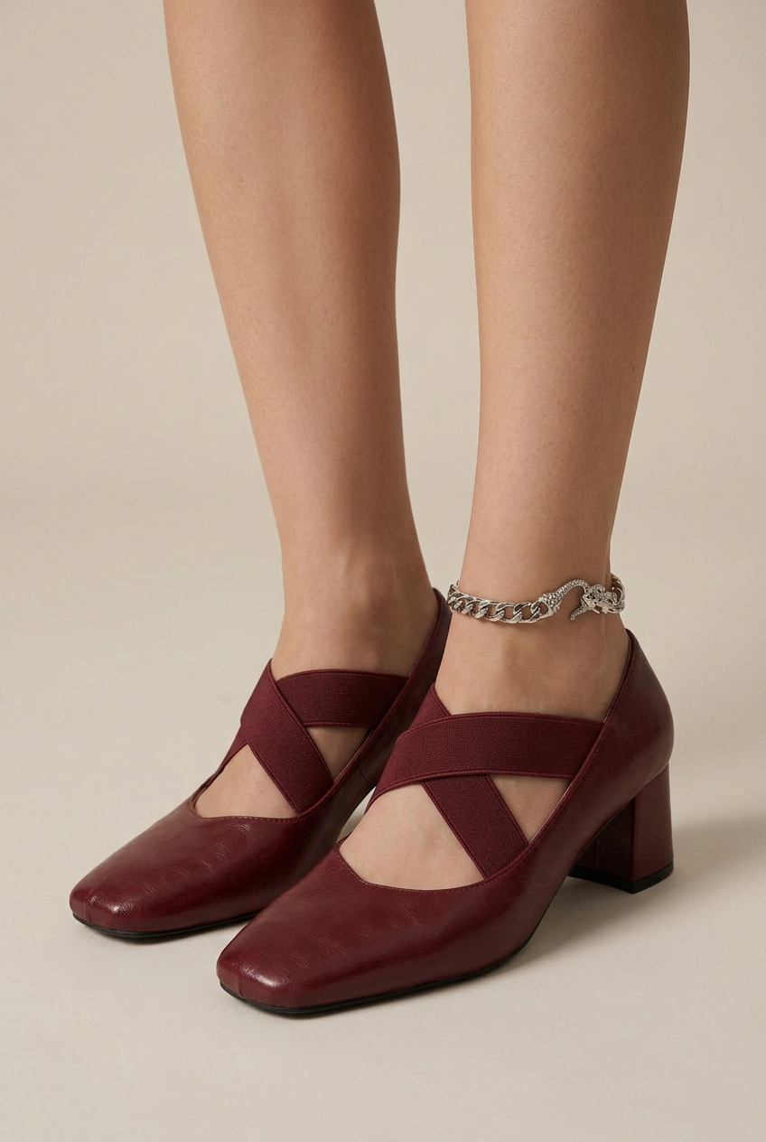 Selene | Square Toe Mary Jane Shoes Women French Retro Thick High Heel