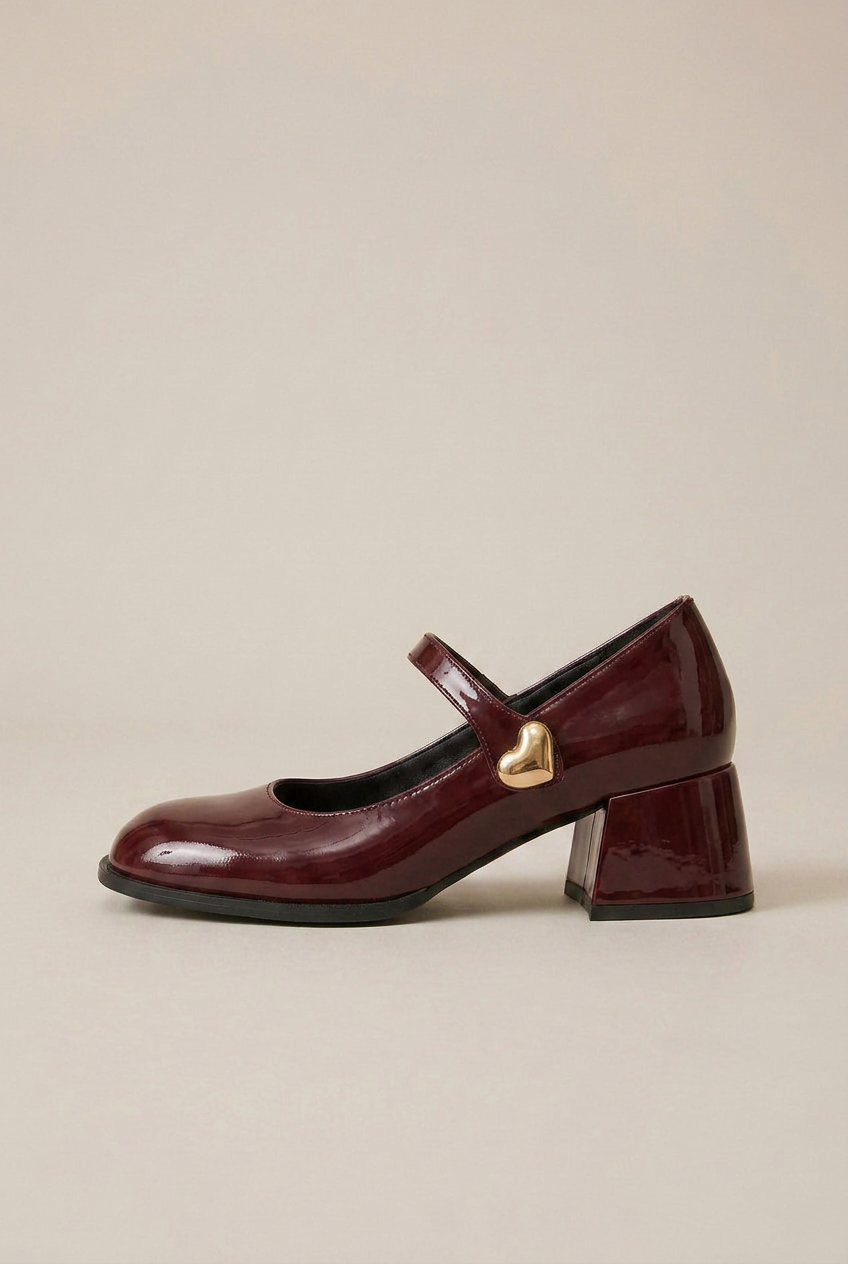 Women's Red Mary Jane Block Heel Shoes – Round Toe, Buckle Strap, Retro Slip-On Luna Body Co