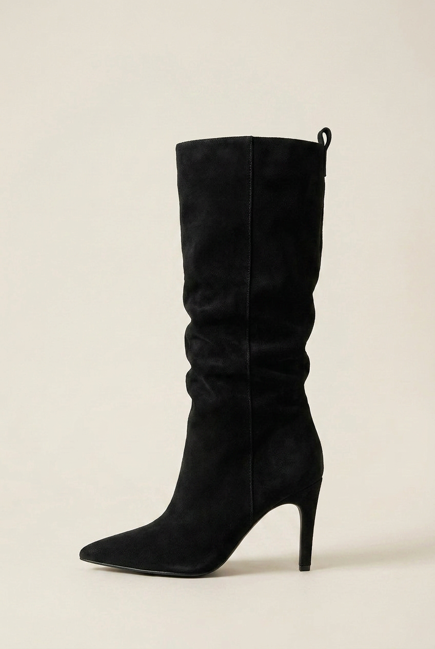Women's Pointed Toe Stiletto Knee-High Boots – Sleek Satin Finish Dress Heel Luna Body Co