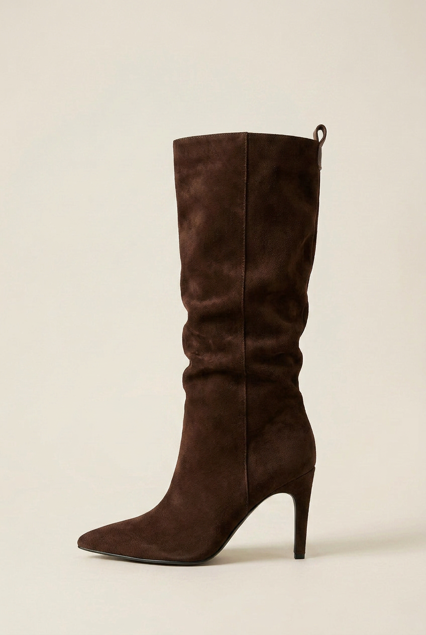 Women's Pointed Toe Stiletto Knee-High Boots – Sleek Satin Finish Dress Heel Luna Body Co