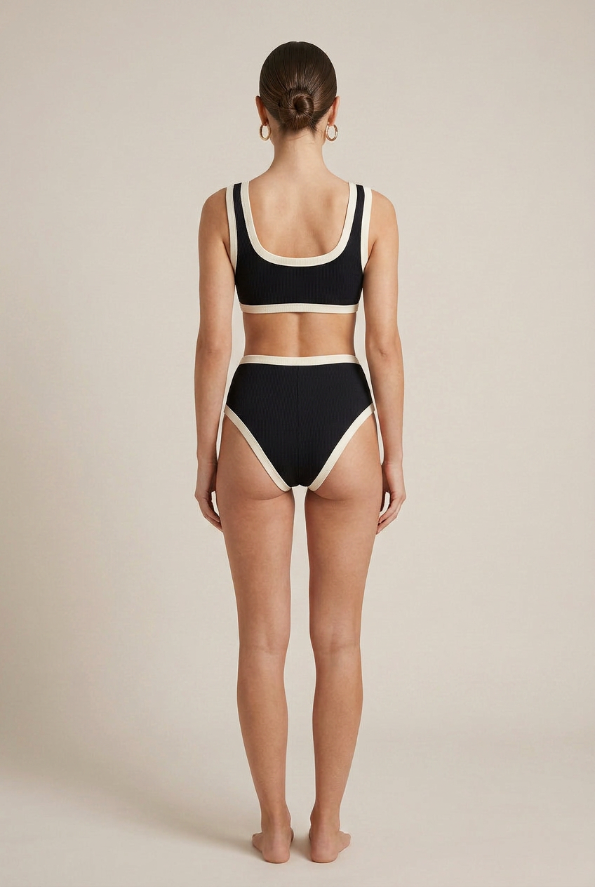 Women's Two-Piece Swimsuit – Nylon Spandex Blend, Quick-Dry, Button Detail, High-Stretch Sleeveless Bikini Set