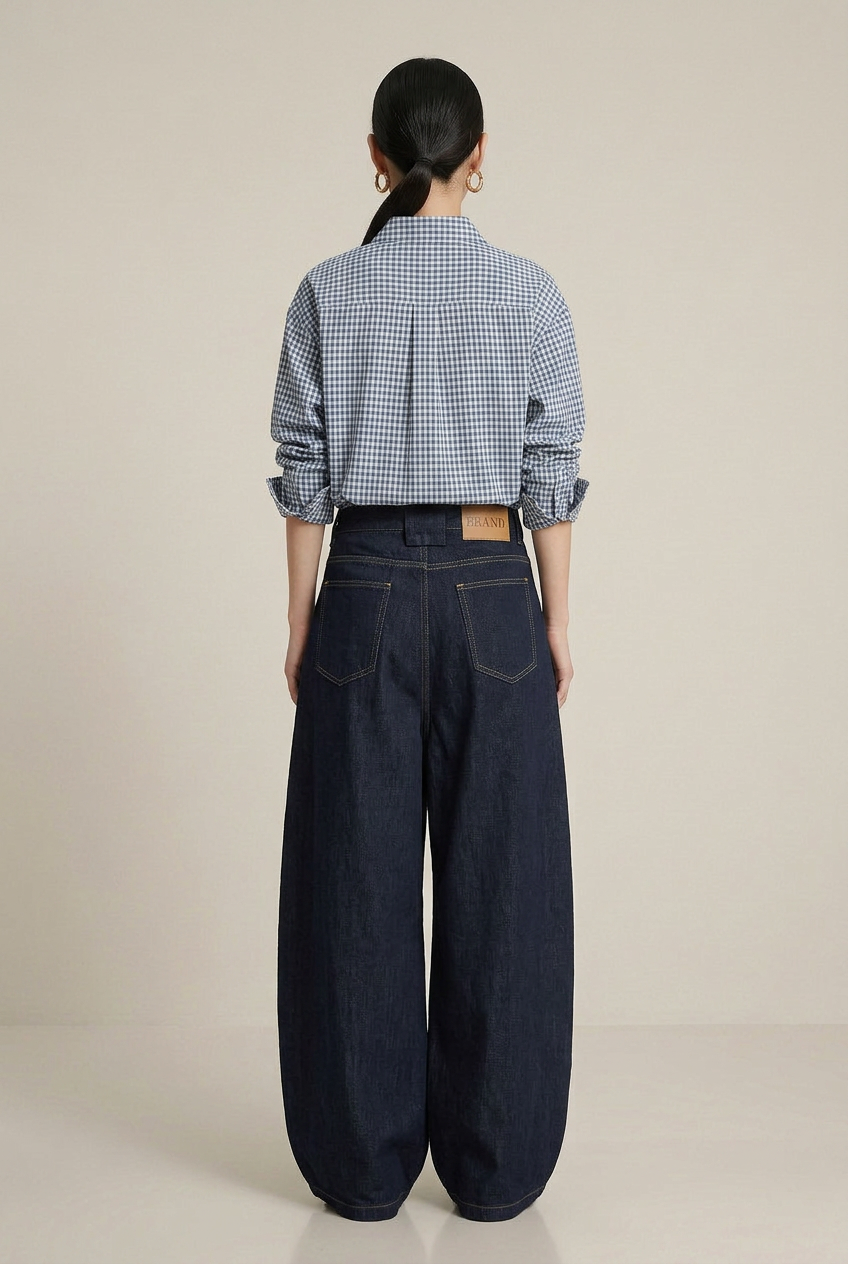Unisex Vintage Wash Wide-Leg Denim Jeans – Relaxed Fit Mid-Rise Straight Hem Trousers
