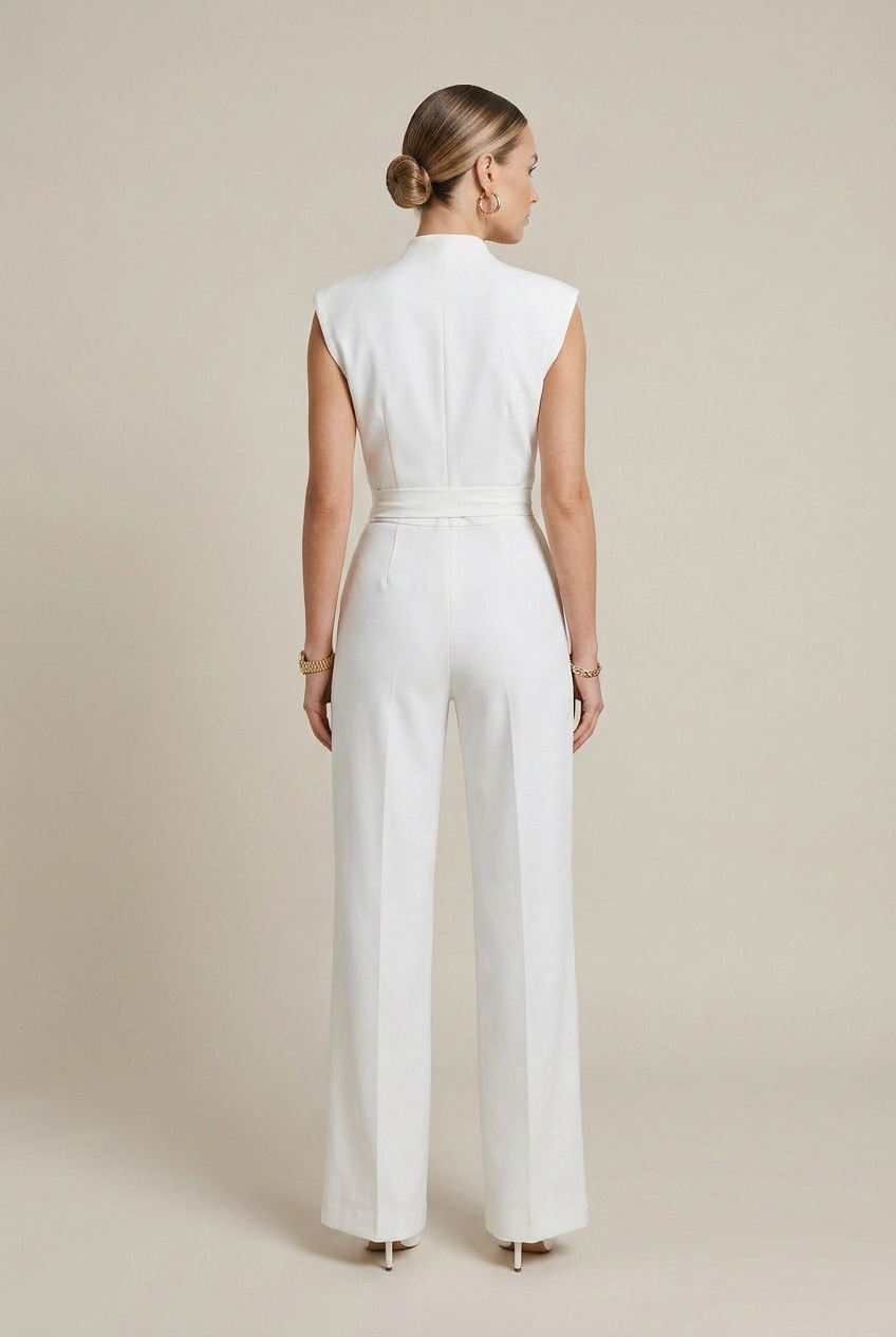 Women's Sleeveless Wide-Leg Jumpsuit – High-Waist Tailored Slim-Fit One-Piece Trousers