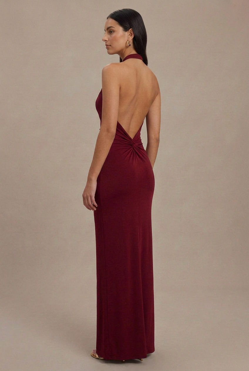 Women's Halter Neck A-Line Maxi Dress – Sleeveless High Waist Flowy Summer Dress