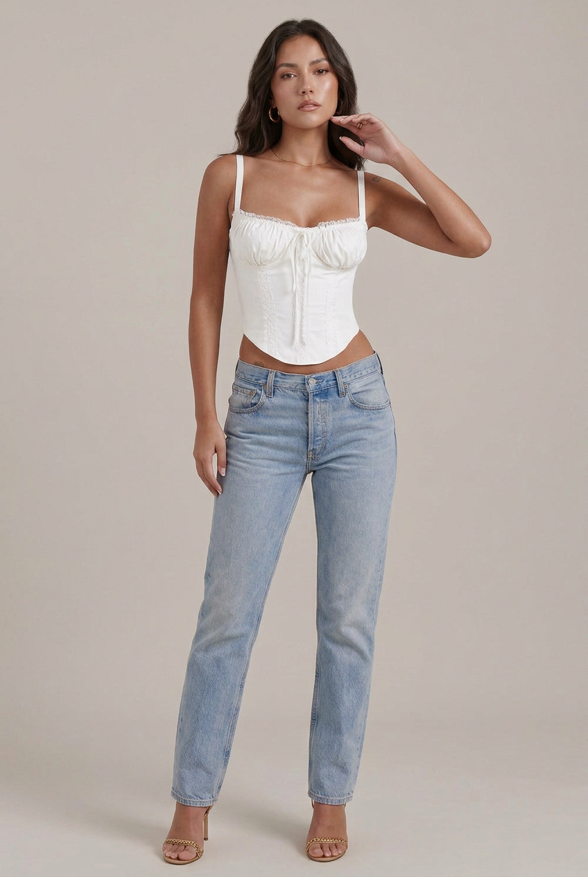 Women's Lace Camisole Top - Slim Fit Sling Strap Solid Color Short Length