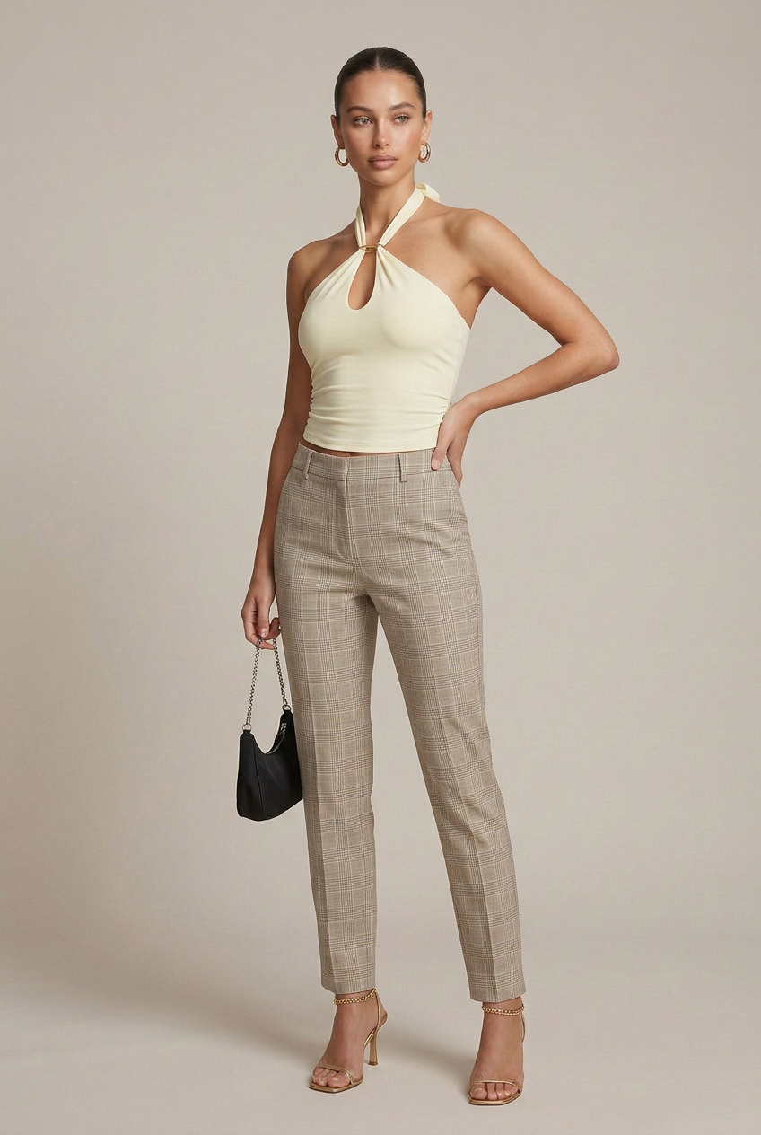 Women's Sleeveless Polo Collar Top - Lace-Up Backless Slim Fit