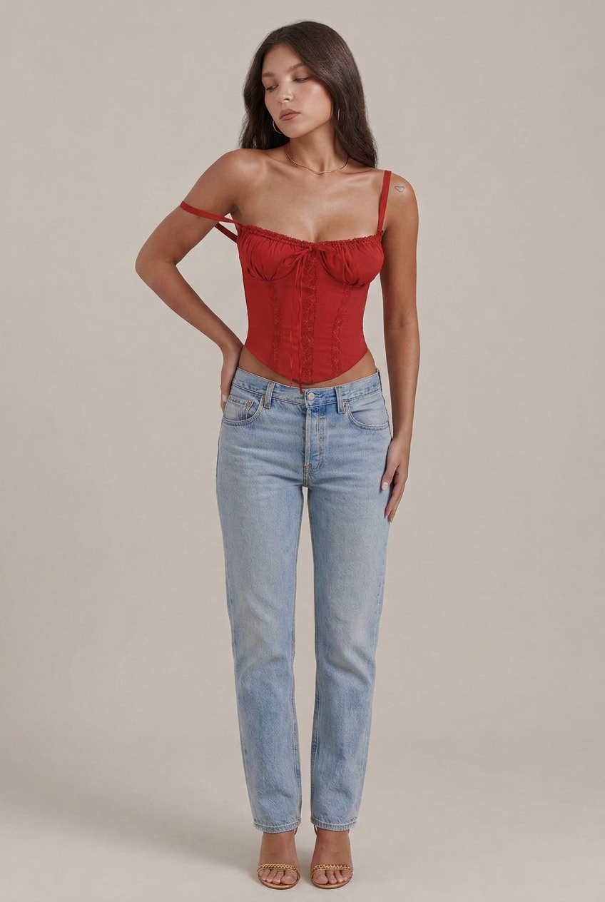 Women's Lace Camisole Top - Slim Fit Sling Strap Solid Color Short Length