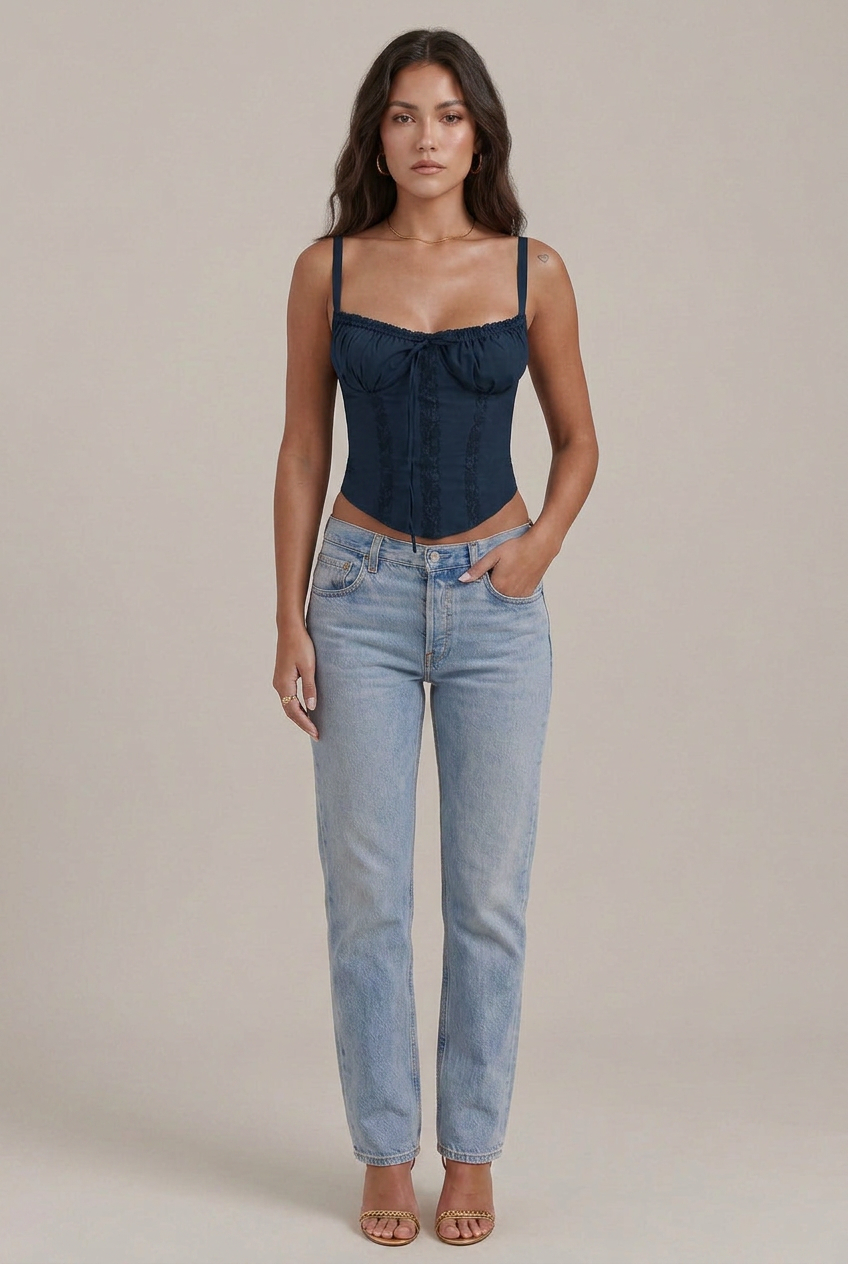 Women's Lace Camisole Top - Slim Fit Sling Strap Solid Color Short Length