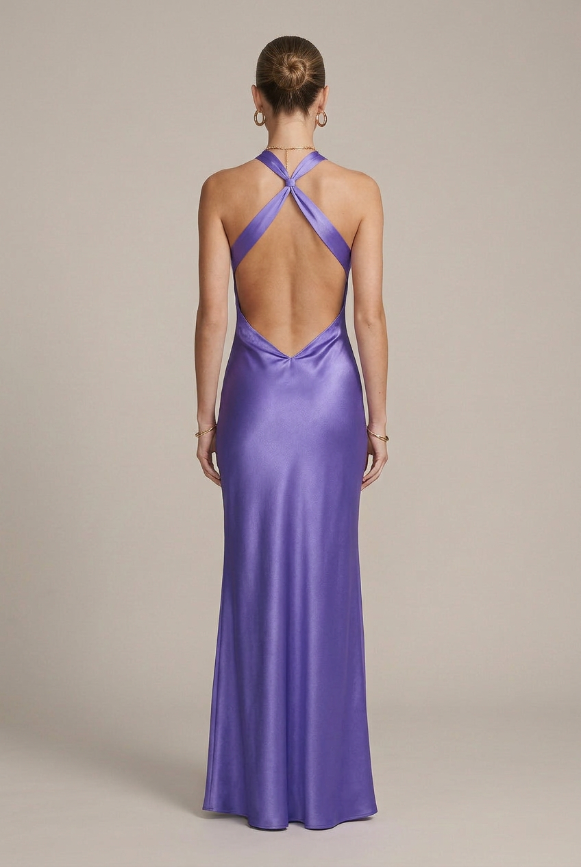 Women's Sexy Halter Backless Beach Cover-Up Dress – Solid Color Swimsuit Bikini Wrap