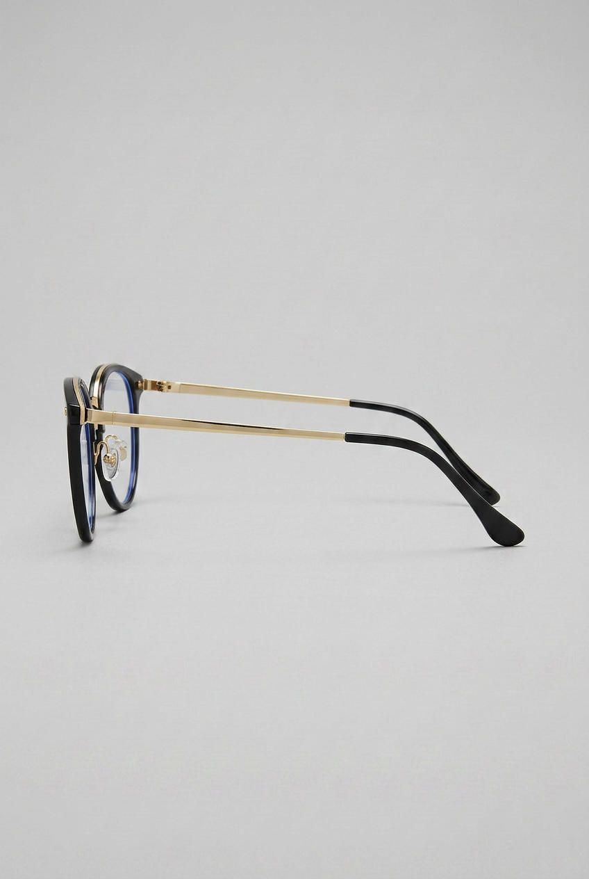 Celeste | Retro Blue Light Glasses Round Frame Metal Rivet Unisex Lightweight