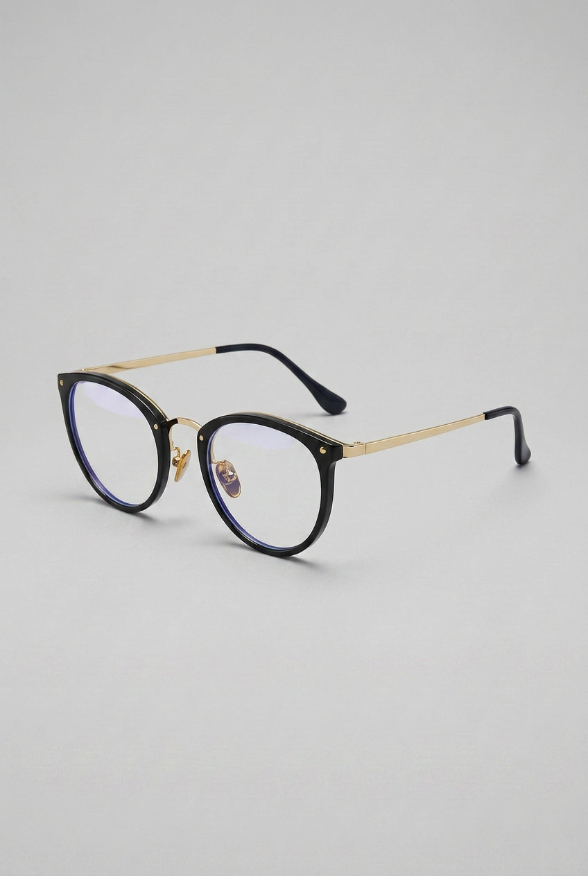 Celeste | Retro Blue Light Glasses Round Frame Metal Rivet Unisex Lightweight