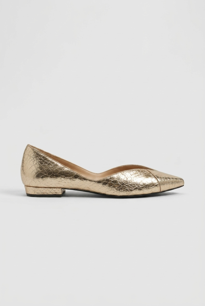 Iris | Women's Pointed-Toe Ballet Flats Slip-On Snake-Print Leather Low-Cut Dress Flats