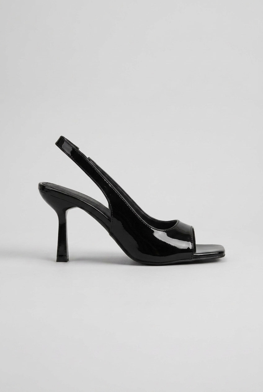 Selene | Women's Patent Slingback Sandals Square-Toe Stiletto-Heel Cutout Strappy Dress Heels