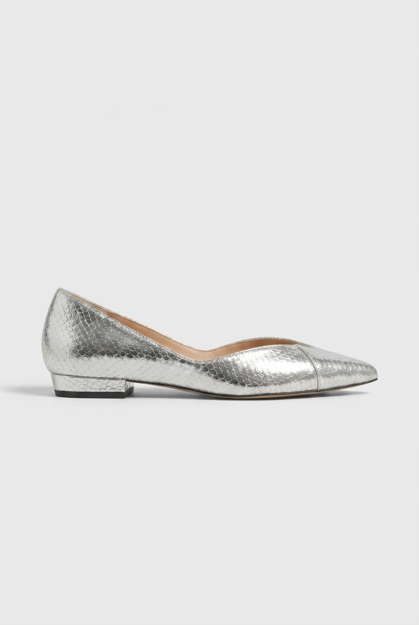 Iris | Women's Pointed-Toe Ballet Flats Slip-On Snake-Print Leather Low-Cut Dress Flats