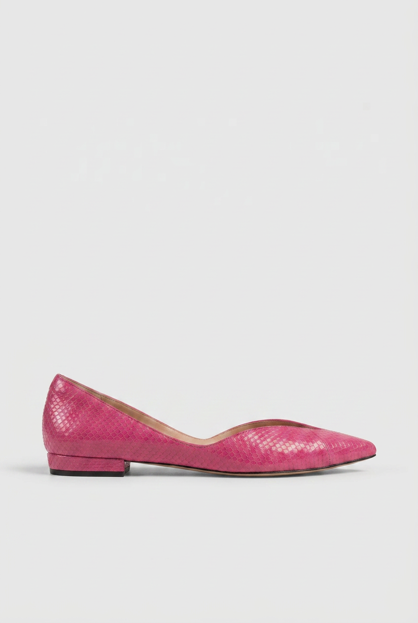 Iris | Women's Pointed-Toe Ballet Flats Slip-On Snake-Print Leather Low-Cut Dress Flats