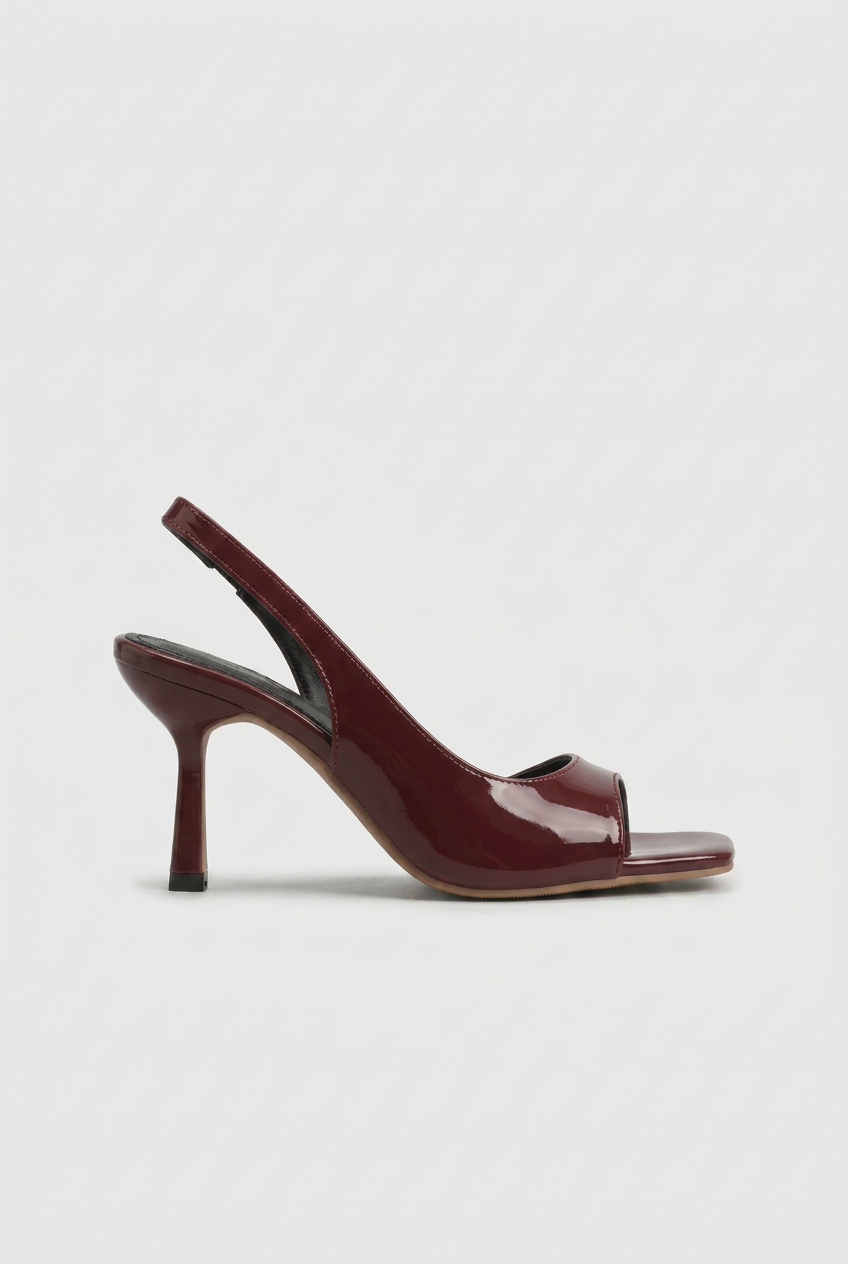 Selene | Women's Patent Slingback Sandals Square-Toe Stiletto-Heel Cutout Strappy Dress Heels