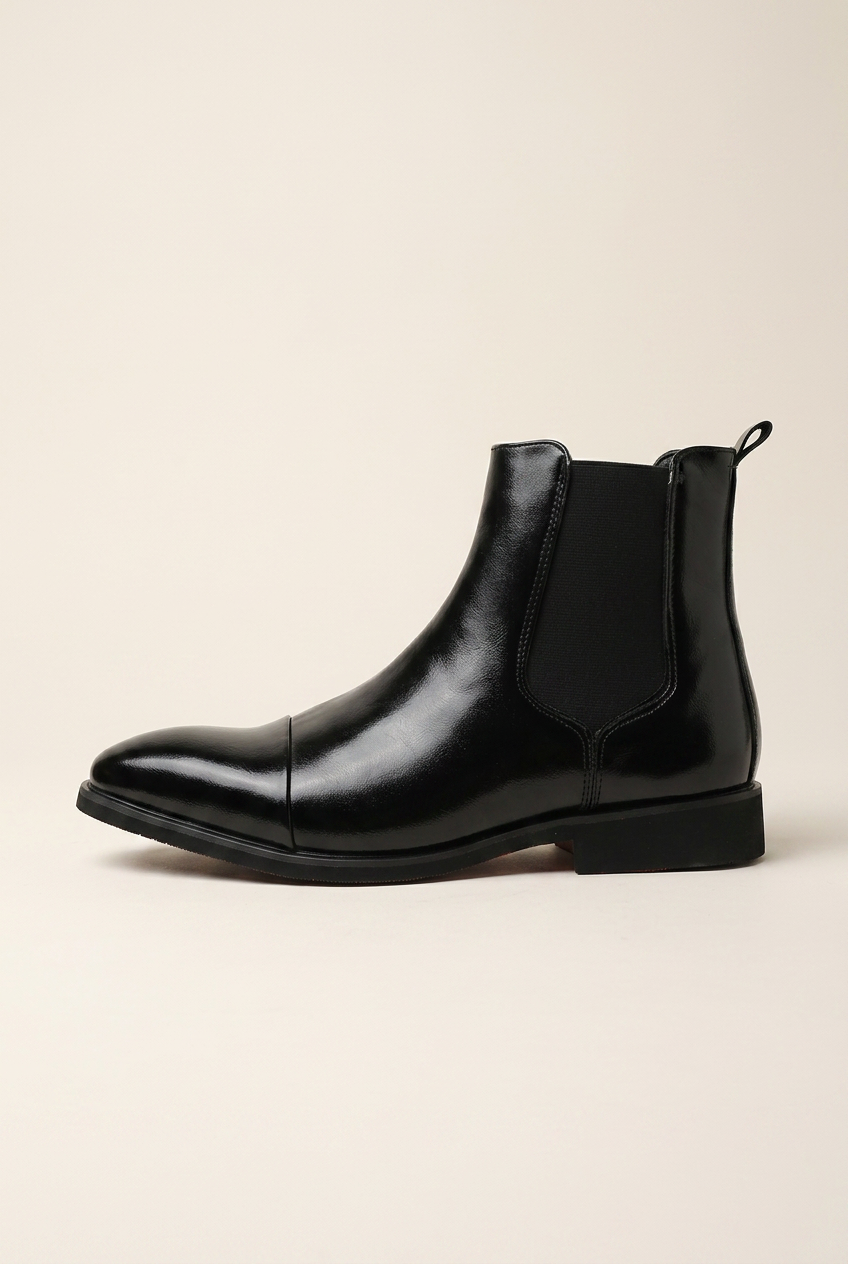 Apollo | Men's Leather Chelsea Boots Pointed Toe Red Sole Slip-On Boots