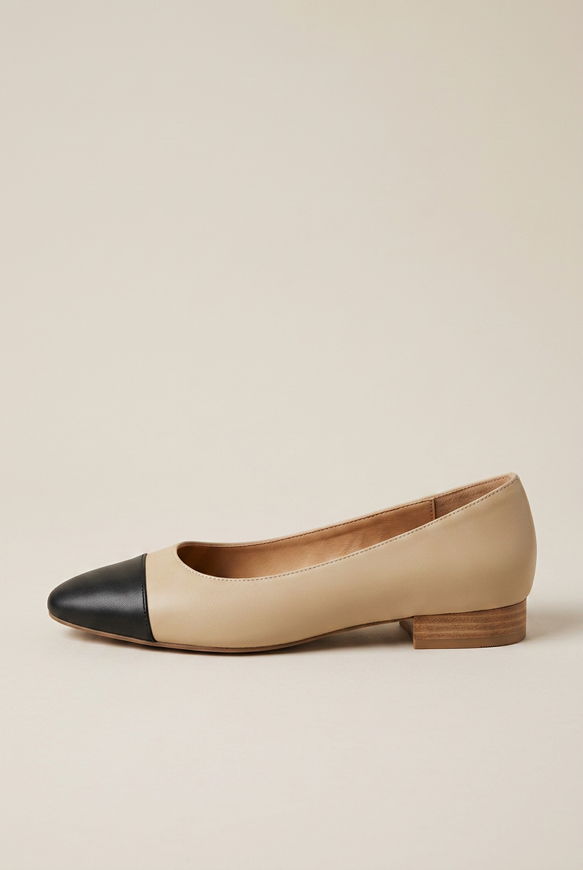 Crescent | Women's Leather Flat Shoes Square-Toe Block-Heel Slip-On Casual Office Shoes