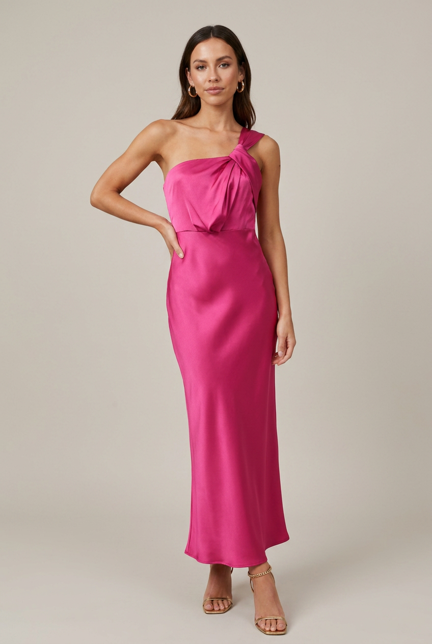 Women's Satin Maxi Evening Dress – Sleeveless Backless Fishtail Hem with Slant Neckline