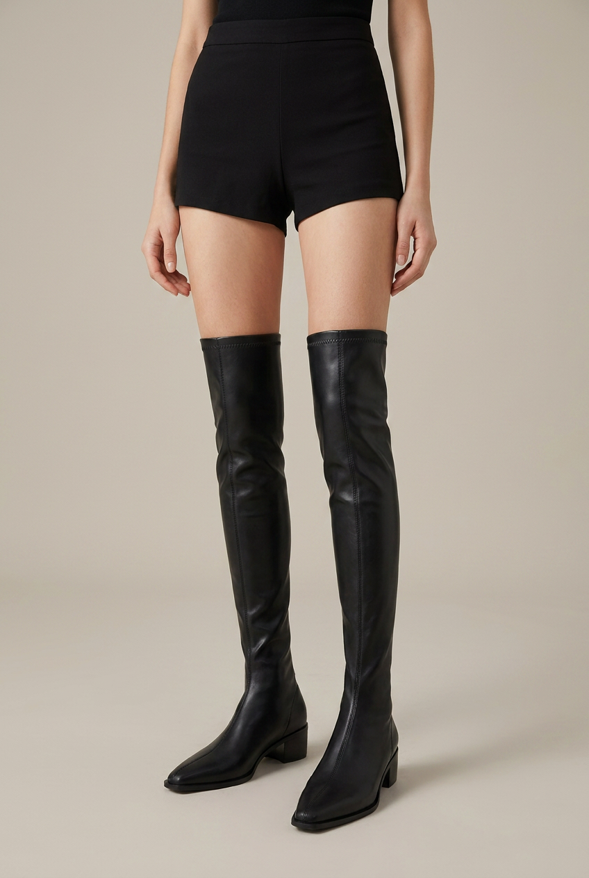 Selene | Women's Over-The-Knee Block Heel Boots – Pointed Toe Slip-On Tall Shaft Fashion Boots