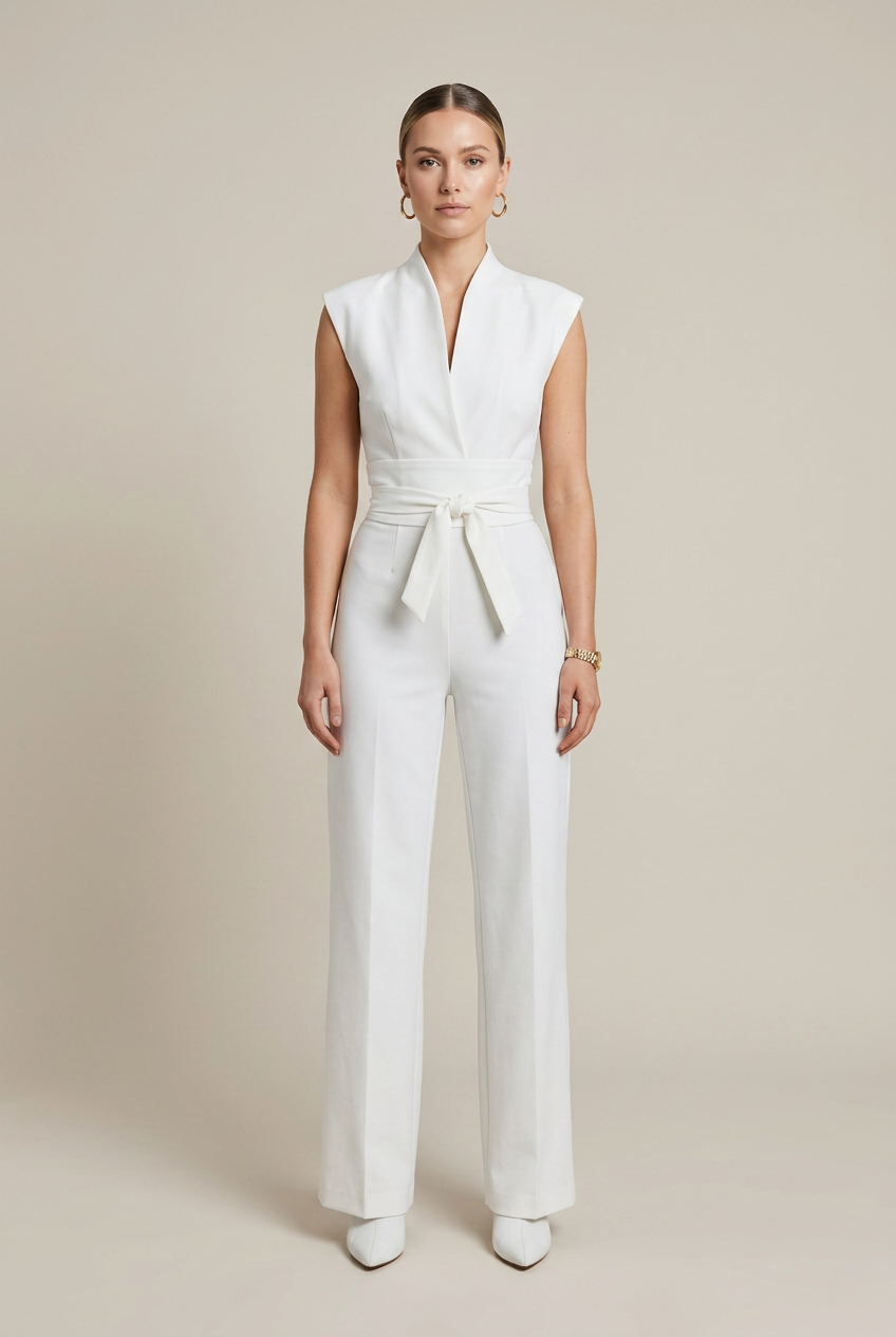 Women's Sleeveless Wide-Leg Jumpsuit – High-Waist Tailored Slim-Fit One-Piece Trousers