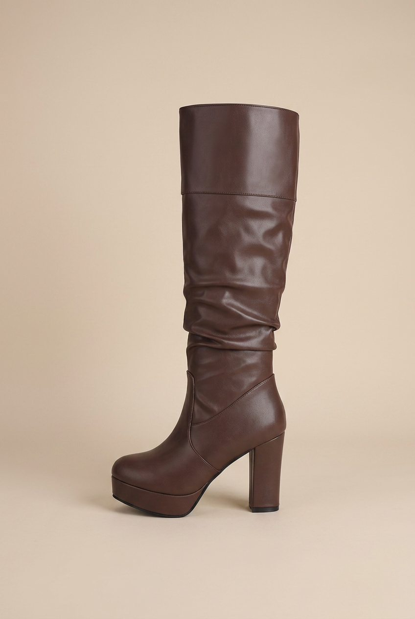 Selene | High Heel Platform Long Boots Knee-High Fleece-Lined Tall Boots