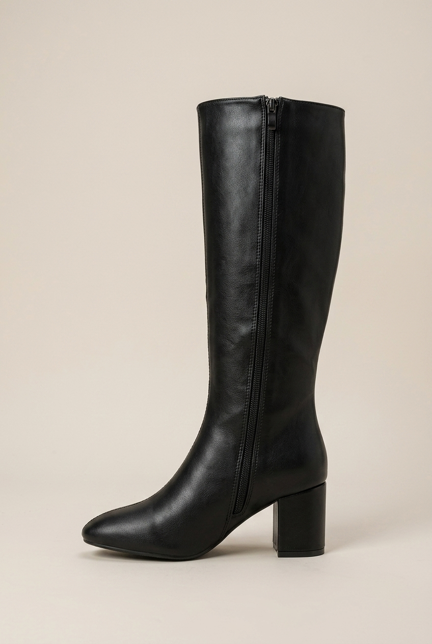 Crescent | High Heel Below-Knee Boots Square Toe Thick Heel Tall Boots