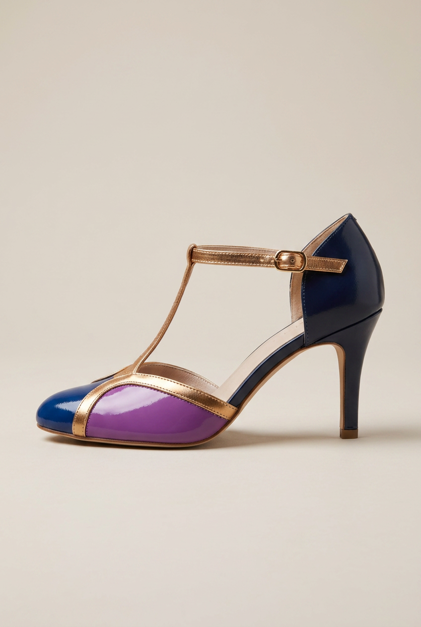 Selene | Women's T-Strap High Heel Shoes Closed-Toe Buckle-Strap Ankle-Strap Dress Heels