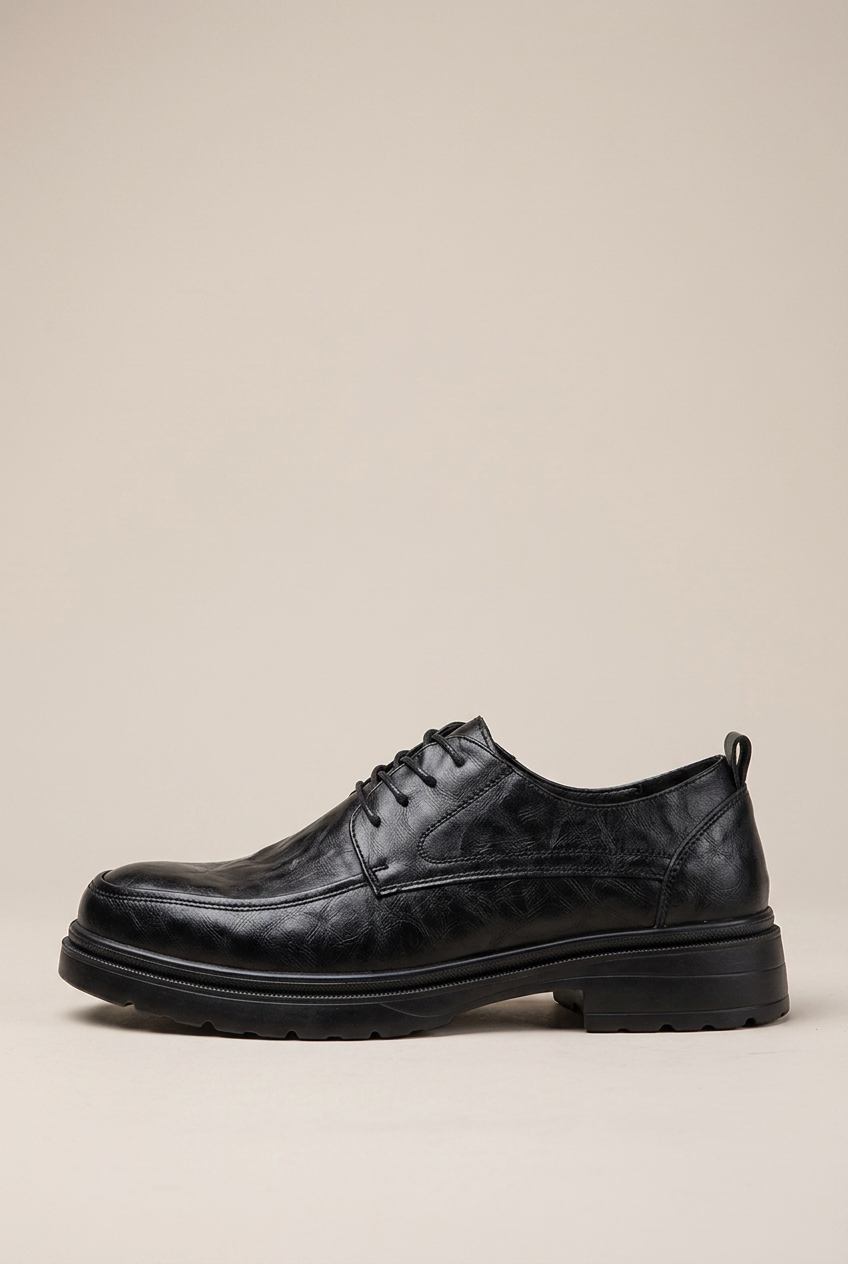 Perigee | Men's Genuine Leather Derby Shoes Brown Business-Casual Round-Toe Dress Shoes