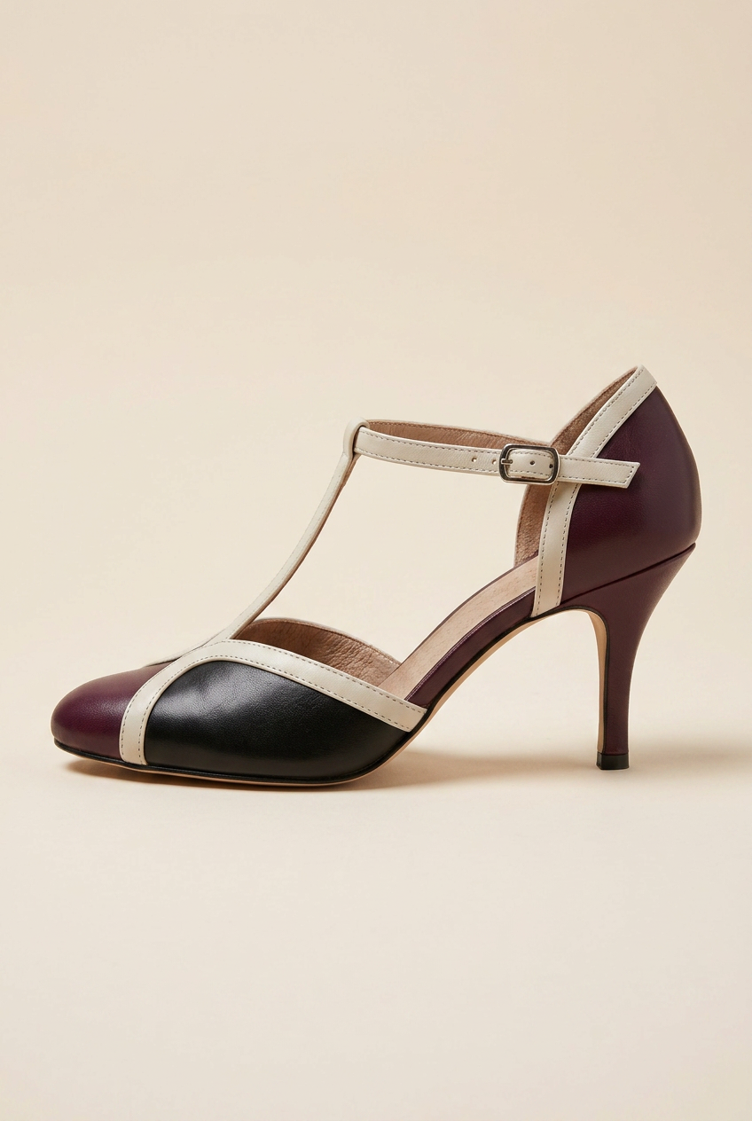 Selene | Women's T-Strap High Heel Shoes Closed-Toe Buckle-Strap Ankle-Strap Dress Heels
