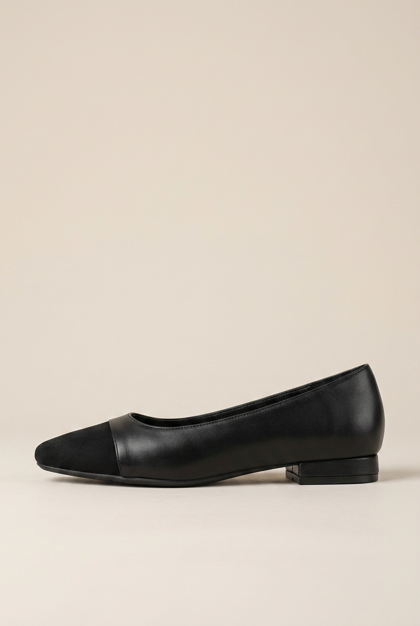 Crescent | Women's Leather Flat Shoes Square-Toe Block-Heel Slip-On Casual Office Shoes