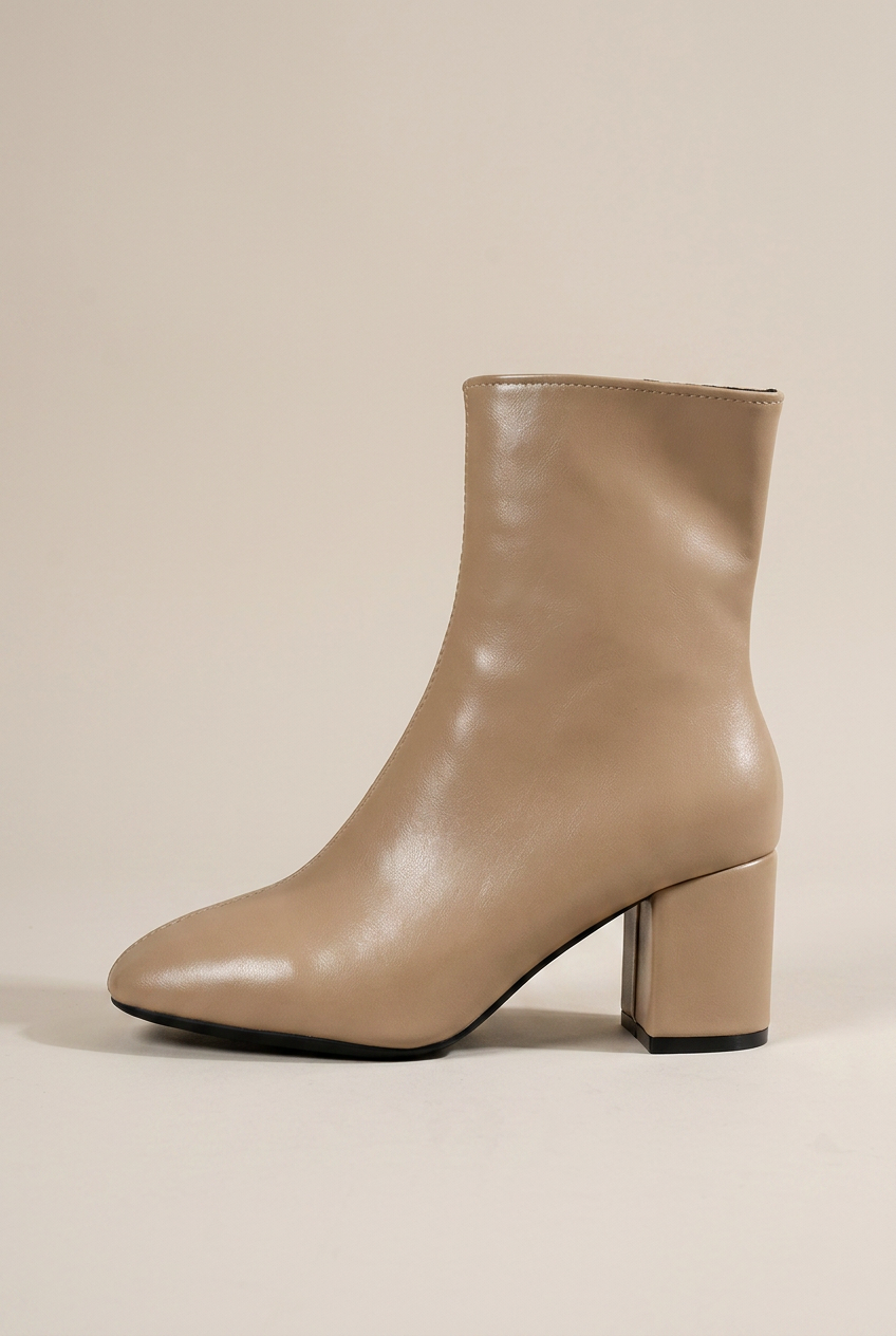 Crescent | High Heel Mid-Calf Boots Square Toe Thick Heel Ankle Boots