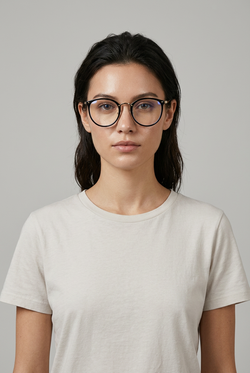 Celeste | Retro Blue Light Glasses Round Frame Metal Rivet Unisex Lightweight