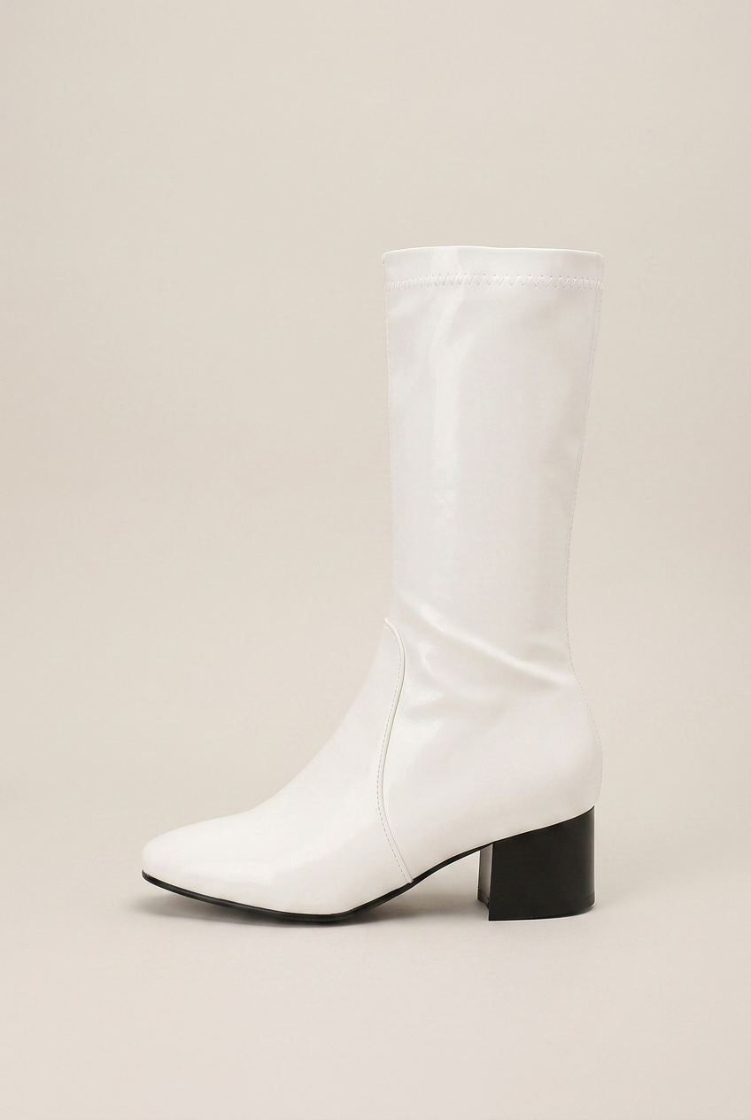 Serena | Square Toe Thick Heel Chelsea Boots French Maillard Stretch Ankle Boots