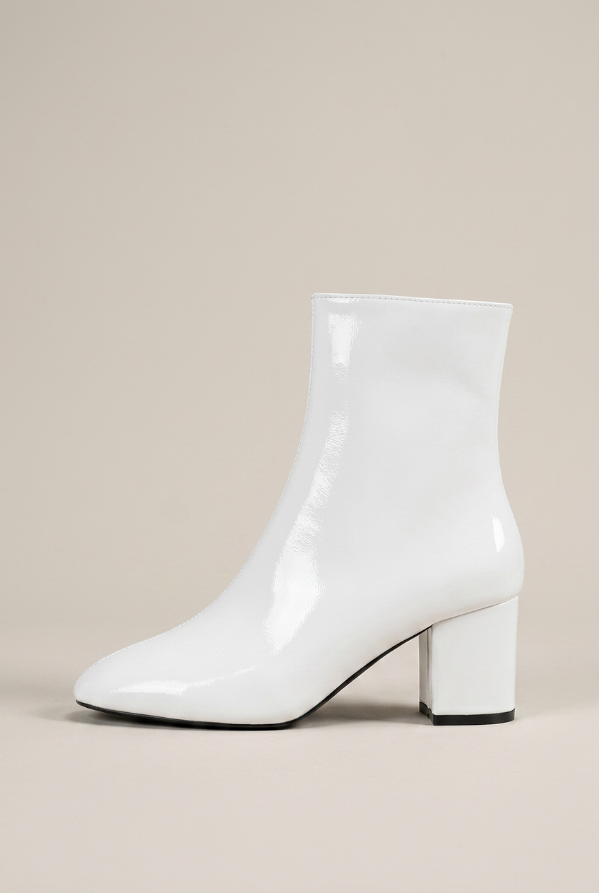 Crescent | High Heel Mid-Calf Boots Square Toe Thick Heel Ankle Boots