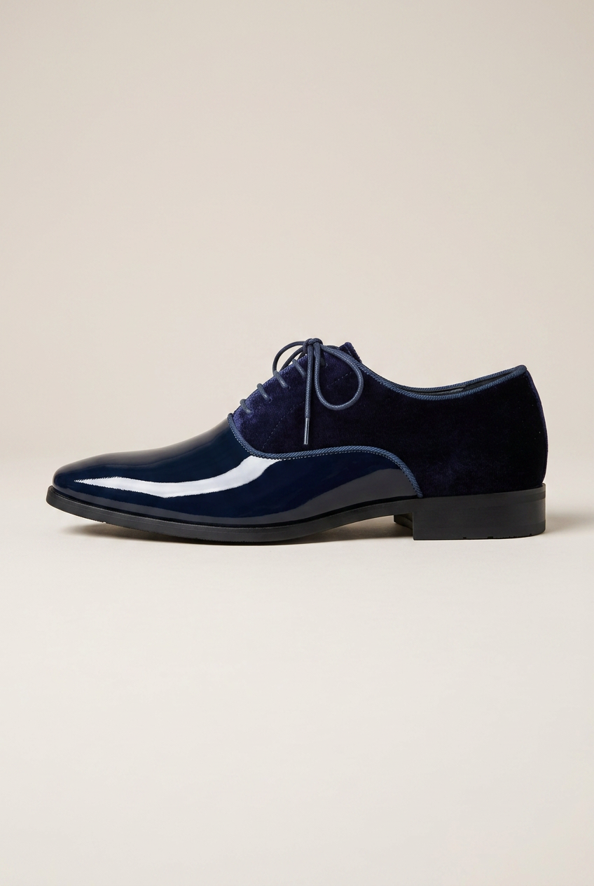 Tycho | Men's Leather Lace-Up Oxford Shoes Almond-Toe Contrast-Panel Business-Casual Dress Shoes