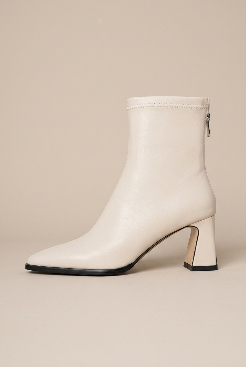 Serena | Square Toe Thick Heel Chelsea Boots French Maillard Stretch Ankle Boots