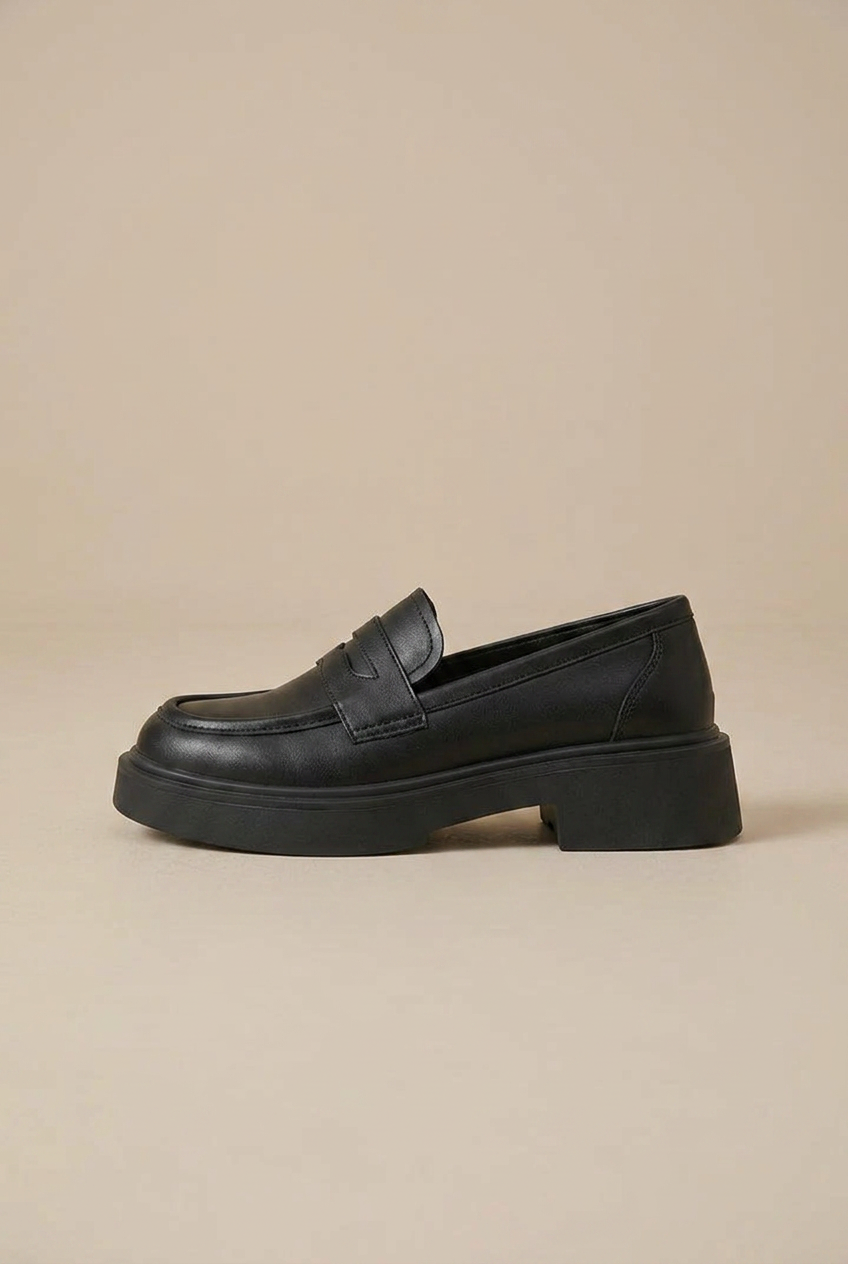 Women's Classic Cowhide Leather Loafers – British-Style Slip-On Casual Shoes, Round Toe, Mid-Heel Luna Body Co