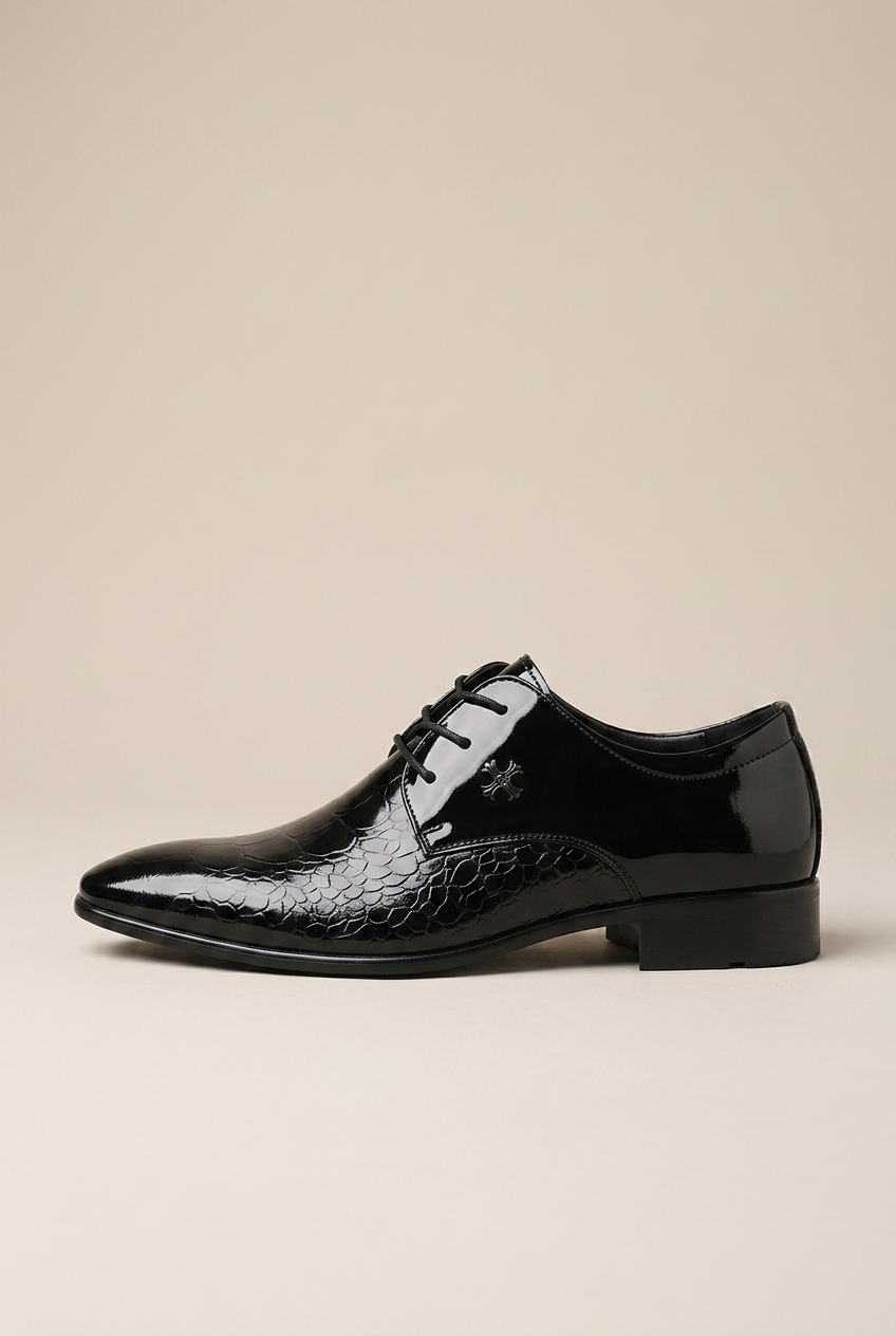 Tycho | Men's Leather Lace-Up Oxford Dress Shoes Pointed-Toe High-Gloss Business-Casual Formal Shoes