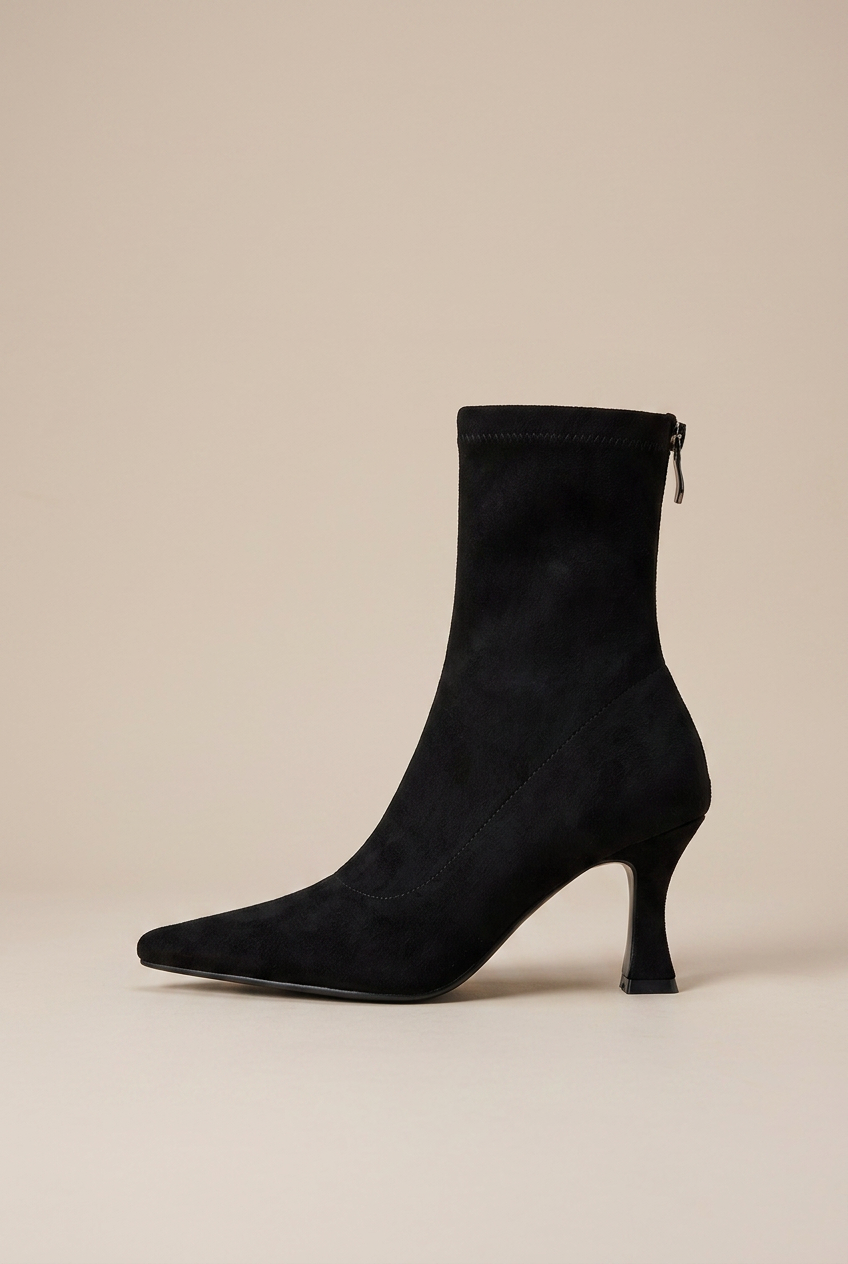 Crescent | Pointed Toe Stiletto Ankle Boots Women Suede Back Zip High Heel