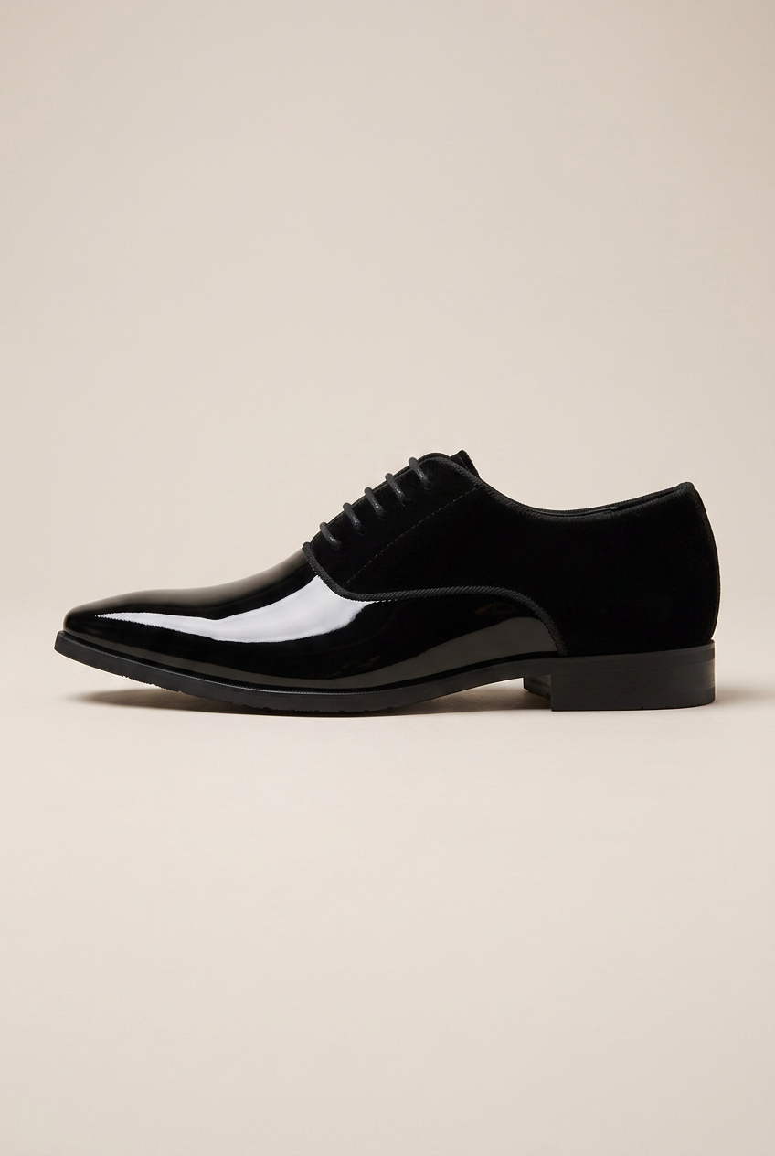 Tycho | Men's Leather Lace-Up Oxford Shoes Almond-Toe Contrast-Panel Business-Casual Dress Shoes