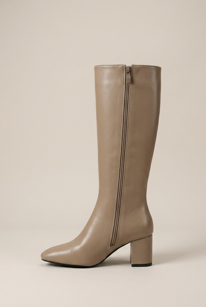 Crescent | High Heel Below-Knee Boots Square Toe Thick Heel Tall Boots