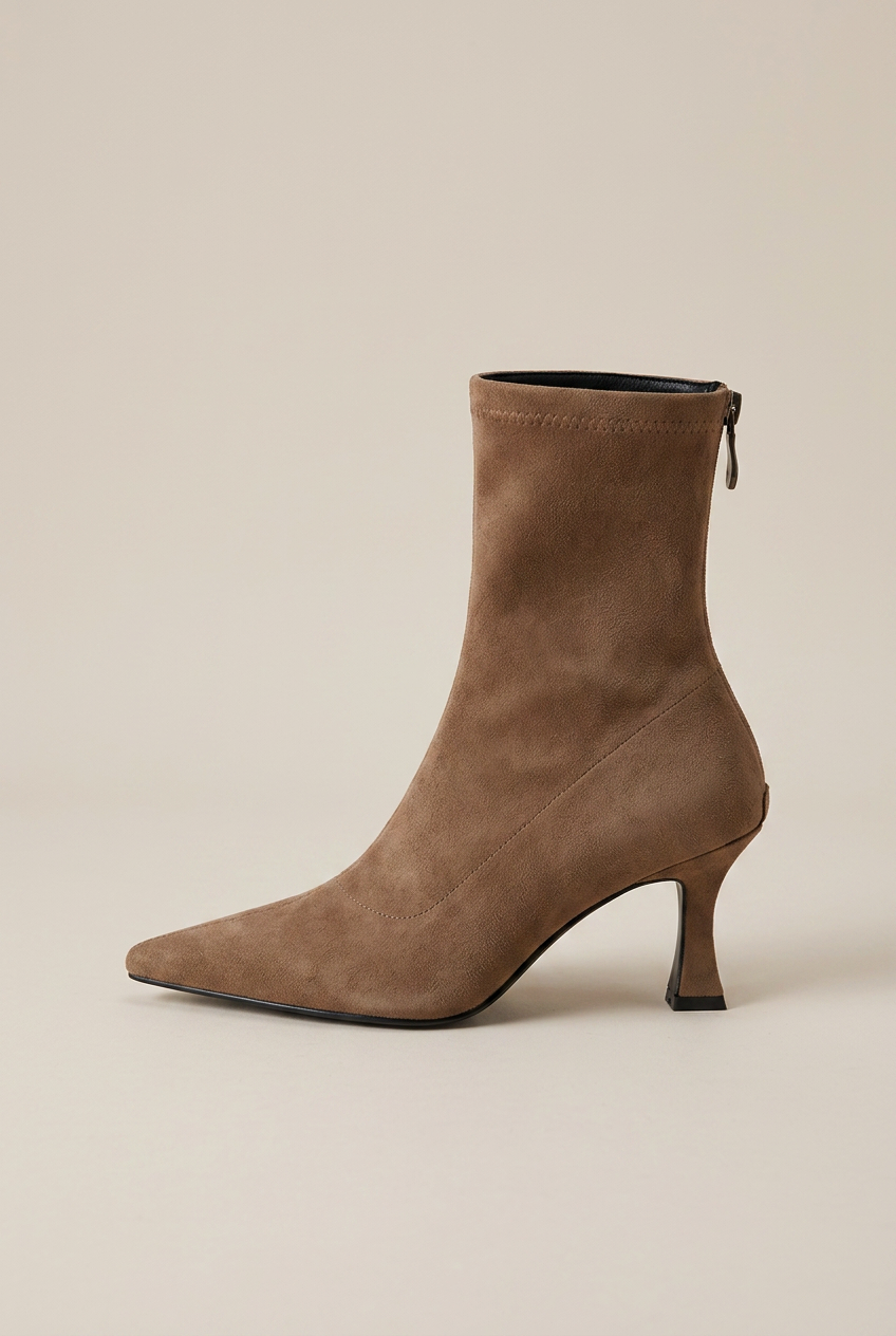 Crescent | Pointed Toe Stiletto Ankle Boots Women Suede Back Zip High Heel