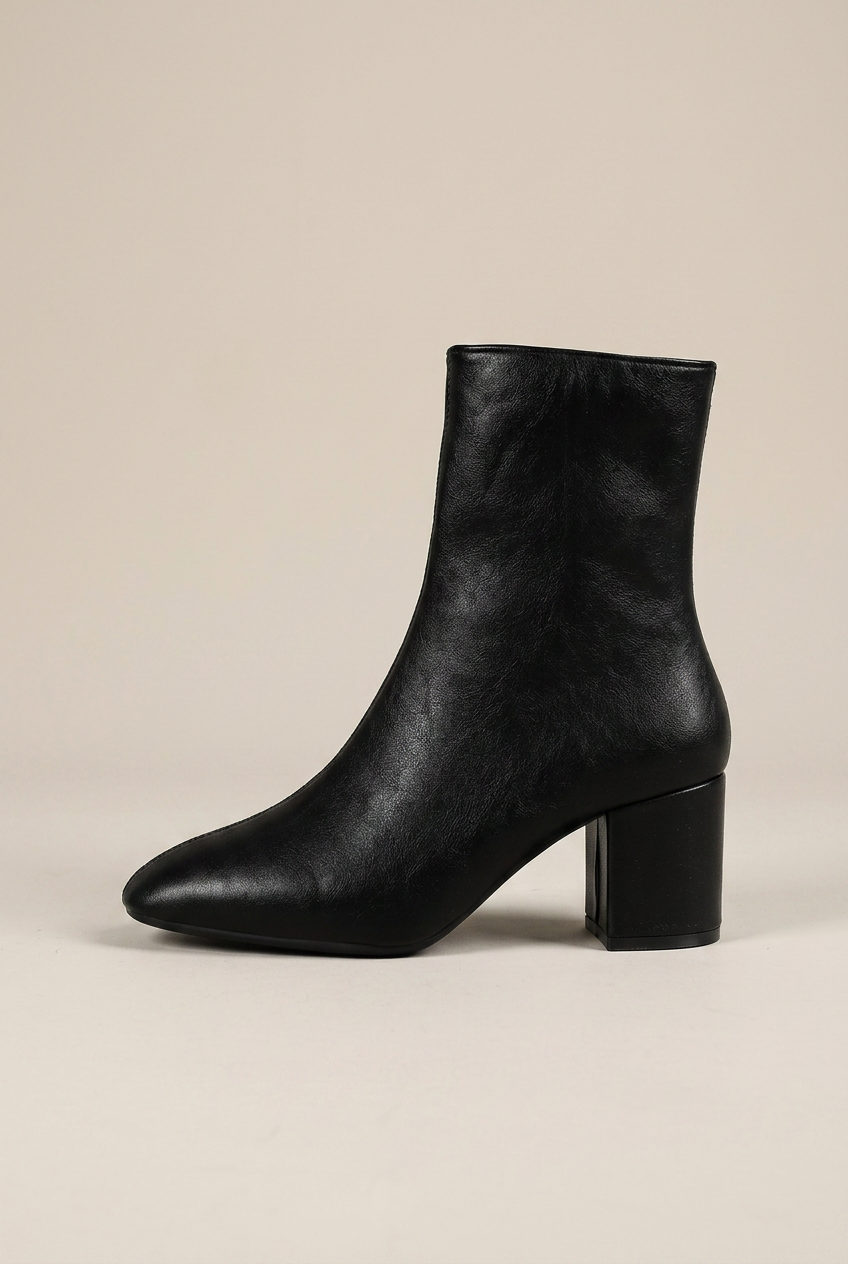 Crescent | High Heel Mid-Calf Boots Square Toe Thick Heel Ankle Boots