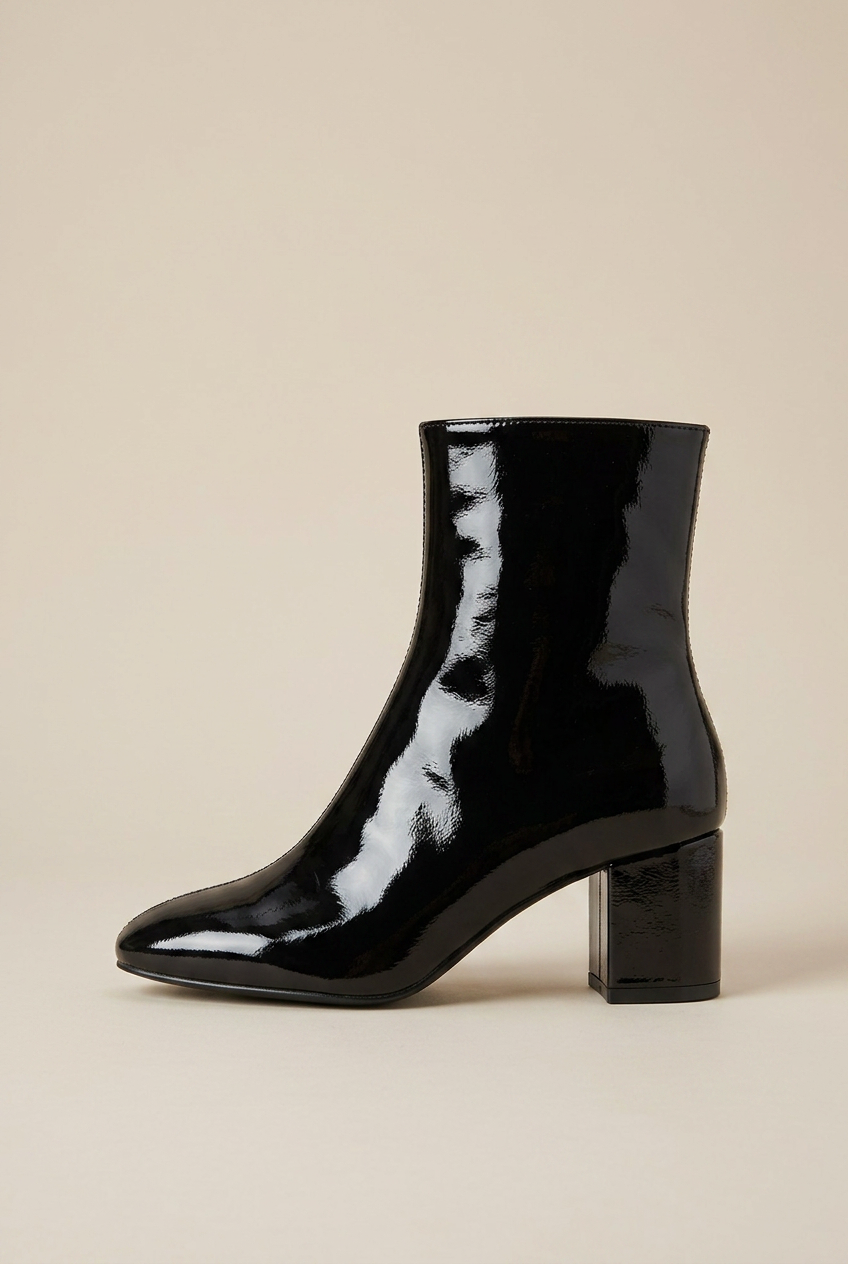 Crescent | High Heel Mid-Calf Boots Square Toe Thick Heel Ankle Boots