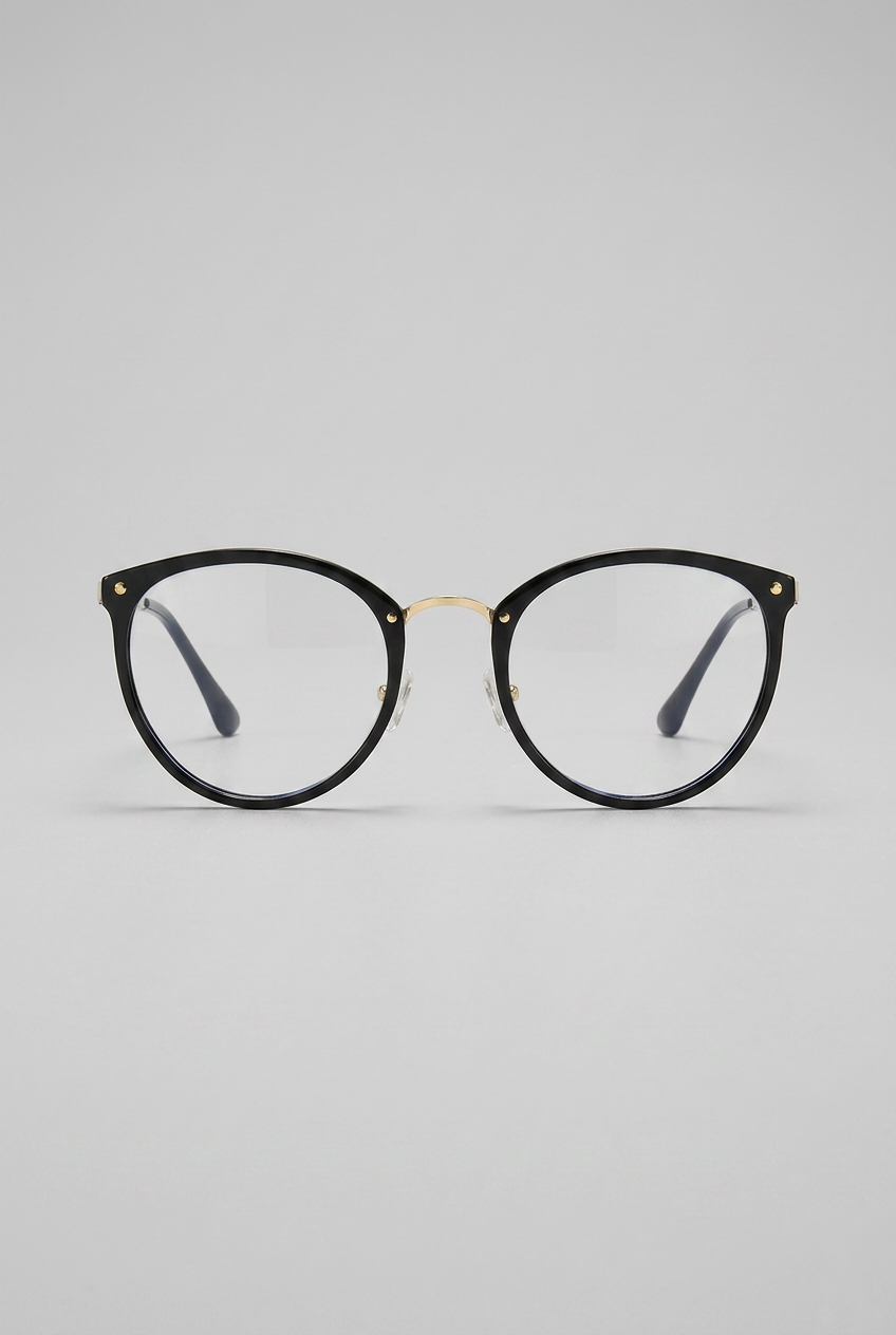 Celeste | Retro Blue Light Glasses Round Frame Metal Rivet Unisex Lightweight