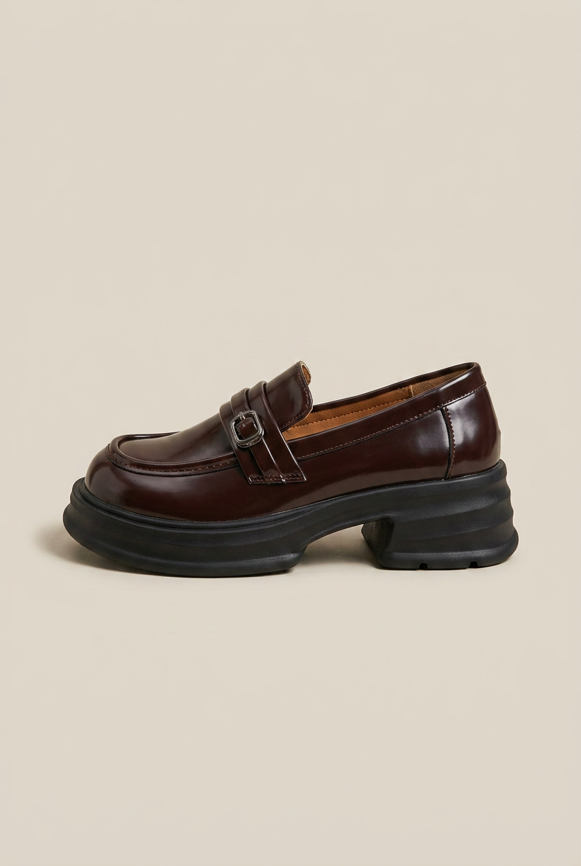 Maria | Women's Retro Slip-On Loafers Thick Sole Round-Toe British Vintage Shoes