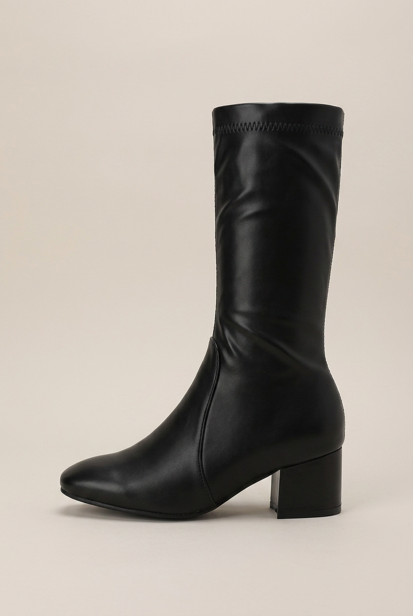 Serena | Square Toe Thick Heel Chelsea Boots French Maillard Stretch Ankle Boots